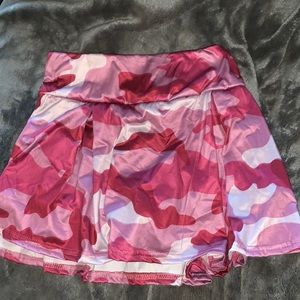flowy pink camouflage skirt with shorts